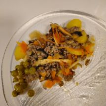 Eggplant Casserole Green Currants in Liqueur