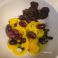 Lettuce, yellow bell pepper, dark grape